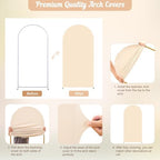 Champagne Arch Backdrop Cover 2 Set - 7.2FT, 6FT Spandex Fitted Wedding Arch Stand Covers Round Top Chiara Arch Backdrop Stands Cover for Birthday Parties Banquet Photo Background Decoration - Image 7