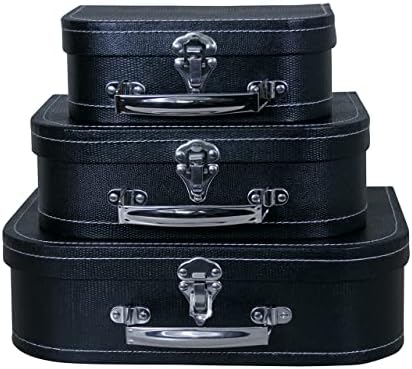 wald imports - Set of 3 Paperboard Suitcases -Decorative Storage Boxes - Suitcase Set for Decoration, Storage, and More (Black) by WaldImports