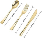 N9R 300PCS Gold Plastic Silverware, Disposable Plastic Cutlery/Utensils - Image 2