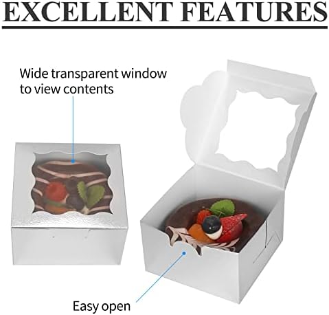 KPOSIYA 120pcs Small Cookie Boxes with Window, 4x4x2.5 Silver Bakery Box - Image 4