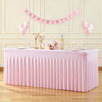 4 Pack Pink Spandex Tablecloths for Rectangle Tables 6 Foot Pink Stretch Table Cloth Rectangle 6ft Elastic Fitted Table Cover with Skirt for Wedding Baby Shower Girl Birthday Party Banquet Buffet - Image 3