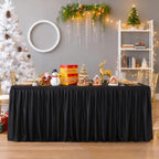 Wish Care 3 Pack Black Polyester Table Clothes for 8 Foot Rectangle Tables, Wrinkle Free Fitted Table Cover with Pleated Ruffle Table Skirt for Birthday Party Wedding Trade Show Event Display - Image 3