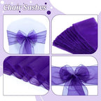 Pack of 125 Organza Chair Sashes for Wedding & Event Décor – Cadbury Purple - Image 4