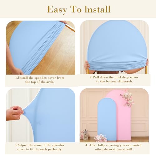 Pink and Blue Arch Cover 2 Set- 7.2 and 6ft Gender Reveal Arch Backdrop Cover Spandex Arch Stand Covers for Baby Shower Boys or Girls Birthday Party Banquet Photo Background Decorations - Image 5