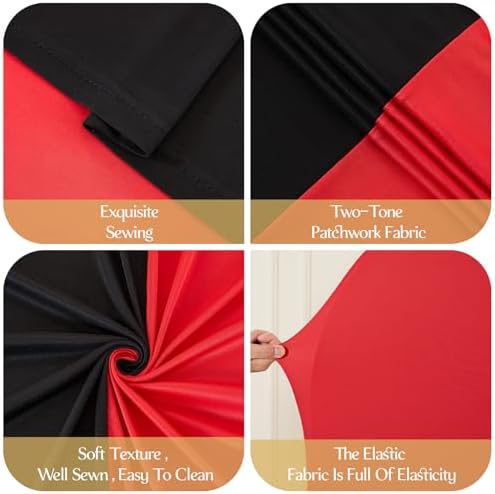 Black and Red Arch Backdrop Cover 7.2FT 6FT Wedding Arch Covers Stretchy Backdrop Set of 2 Spandex Fitted Double-Color Fabric Backdrops for Party Baby Shower Birthday Decoration - Image 6