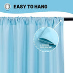 MYSKY HOME Light Blue Backdrop Curtains for Parties, Weddings, Stage, Baby Showers, Birthdays - 5ft x 10ft, 2 Panels with Rod Pocket Sliding Drapes - Image 5