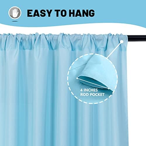MYSKY HOME Light Blue Backdrop Curtains for Parties, Weddings, Stage, Baby Showers, Birthdays - 5ft x 10ft, 2 Panels with Rod Pocket Sliding Drapes - Image 5