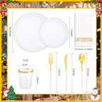 Supernal 350PCS White and Gold Plastic Dinnerware Set for Bridal Showers - Image 3