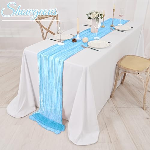 Showgeous 16 Pack Light Blue Cheesecloth Table Runner 17 x 108 Inch - Image 6