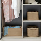 3 Pack Storage Baskets for Organizing, 13.7×9.5×6.3", Brown - Image 2