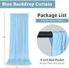 20 x 10ft Wrinkle Free Dusty Blue Backdrop Curtains for Parties Weddings, Thick Silky Polyester Fabric Backdrop Drapes, 4 Panels 5X 10 ft Photo Background Cloth for Birthday Gender Reveal Photography - Image 4