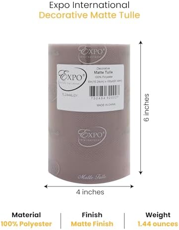 Expo International Decorative Matte Tulle, Roll/Spool of 6” X 100 Yards, Lightweight Polyester Tulle Fabric for Tutus, Costumes, and Party Decorations, Washable, Easy-to-Use, Light Gray - Image 3