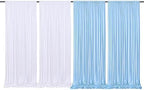 gogoparti 10x10ft Baby Blue and White Backdrop Curtains Panels for Parties Wedding Baby Shower Birthday Party Photography Background, Wrinkle Free Polyester Backdrop Curtains Drapes 4 Panel 2.5x10ft by Gogoparti
