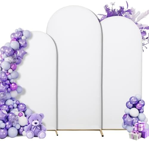 Set of 3 Stretchy Wedding Arch Backdrop Covers, 7.2FT, 6.6FT & 6FT by SUKAIKEQA