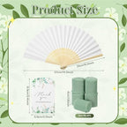 50 Sets Wedding Fan Favors for Guests, White Folding Hand Fans with Thank You Tags and Chiffon Ribbon, Wedding Guest Gifts for Bridal Shower, Baby Shower and Church Events(Green,Leaves) - Image 3