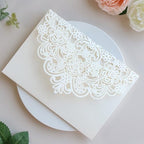 Hosmsua 50PCS Personalized Ivory Laser Cut Wedding Invitations, 5.12 x 7.2 Laser Cut Invitation Pockets with Envelopes for Wedding Bridal Shower Quinceanera Invitations - Image 5