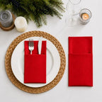100 Pcs Red Napkins Disposable Linen Feel Dinner Paper Napkins with Built-in Flatware Pocket, 16inch x 16inch Airlaid Paper Pre-Folded Napkins for Silverware Baby Shower Easter Wedding Birthday Party - Image 2