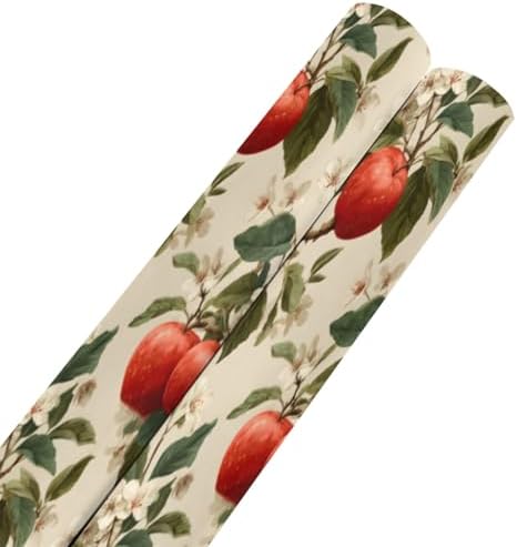 OTVEE 2 Rolls Birthday Wrapping Paper Roll - Apples White Flowers Pattern Design Gift Wrap Perfect for Weddings, Brides, Holidays, Baby Showers - 58 x 22.8 inches - Image 6