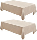 Fitable 2 Pack Beige Faux Linen Tablecloths Rectangle 60x102 Inch by Fitable