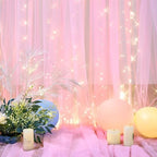 20ft x 10ft Pink Tulle Photo Backdrop Curtain with Lights String for Baby Shower Sheer Baby Pink Curtain Backdrop for Birthday Party Wedding Photo Booth Photography Background Decorations - Image 6