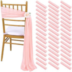 Blush Aisle Chair Sashes 8ft Long 48 Pieces Sheer Chair Cover for Banquet Wedding Aisle Chair Party Hotel Decoration by Fanqisi