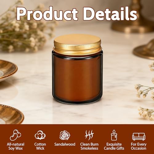 24 Pack 6 oz Rose Sandalwood Scented Soy Candles, Bulk Glass Jar Aromatherapy Candles, Long Lasting Soy Wax Candles for Home, Wedding, Party & Stress Relief - Image 3