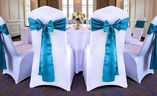 MDS® Pack of 25 Satin Chair Sashes for Wedding & Events – Dark Teal - Image 2