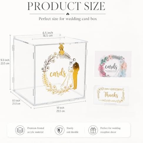 Large Wedding Card Box with Lock, Clear Acrylic Card Box for Wedding Reception, Money Card Holder, Envelope Gift Box, Wedding Card Holder, Party Cards Box for Graduation, Baby Shower,Birthday - Image 2