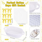 White 12 Set Small Woven Gift Basket with Gift Bags Ribbons Empty Gifts Baskets Woven Rope Storage Basket with Handles for Birthday Baby Shower Nursery Toy Organizer 9.1"x 5.1" x 2.8" - Image 2
