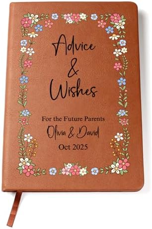 Hilis Jewelry Personalized Baby Shower Guestbook Journal, Custom Vegan Leather Notebook Advice & Wishes for Baby and Parents, Baby Girl Boy Keepsake Memory Book Gift C06 by HilisJewelry