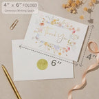 100 Floral Thank You Cards With Envelopes & Stickers - Pretty Wildflower & Gold Foil Assorted Greeting Notes pack for Wedding, Baby & Bridal Shower - Cute 4x6 Large Blank Flower Bulk Box Set - Image 5