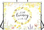 8x6ft Fabric A Little Honey is On The Way Baby Shower Backdrop Bee Honeycomb Watercolor Wild Floral Background for Baby Shower Party Decorations Wall Tapestry Photo Shoot Studio Props - Image 2
