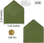100 Pieces A7 Envelopes 5x7 Olive Green, 5.24 x 7.24 Inches (Pack of 2) - Image 2