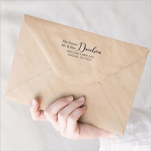 Custom Self Inking Wedding Return Address Stamp - Future Mr. and Mrs. - Personalized Rubber Stamper - No Ink pad Needed, Refillable - Image 4