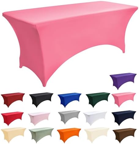 10-Pack 6ft Spandex Table Covers for Rectangle Standard Folding Tables - Wrinkle Resistant Stretch Tablecloths - Ultimate Fitted Table Protector for Parties, Banquet, Wedding - Image 3