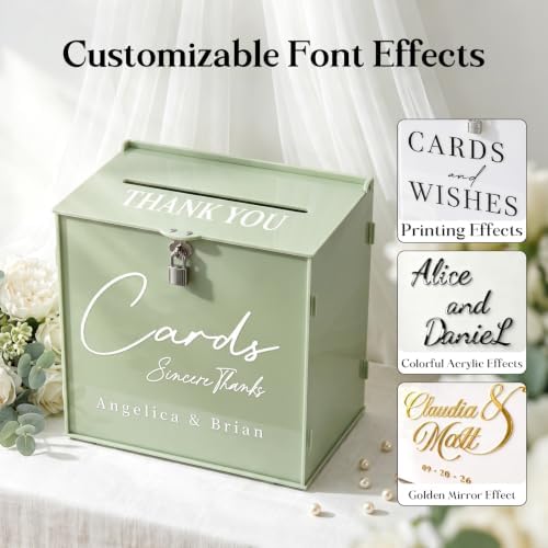 OASF&QPPTY Custom Wedding Card Box with Lock, Elegant Personalized Wedding Card Box for Reception, Graduation, Baby Shower - Secure PVC Money Box for Cards and Well Wishes, Elegant Party Table Decor - Image 4