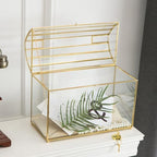 Wedding Card Box with Slot, 12.2'' Large Glass Card Boxes for Reception, Gold Cards Holder, Clear Decorative Storage Box with Lock for Baby Shower, Birthday Party, Christmas, Bridal Shower - Image 3