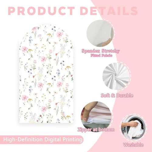 A Little Wildflower is on the Way Arch Backdrop Cover Pastel Pink Girl Baby Shower Party Floral in Bloom Fabric Arched Photo Booth Sign Spring Decorations 6ft - Image 5