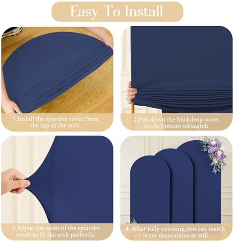 Navy Blue Arch Backdrop Cover 7.2FT 6FT Spandex Arch Covers Stretchy Backdrop Set of 2, Double-Layer Wrinkle Free Wedding Arch Stand Cover Party Backdrop Curtains for Baby Shower Birthday Party Decor - Image 7