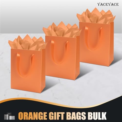 YACEYACE Orange Gift Bags 20Pack, Orange Gift Bags with Tissue Paper - Image 6