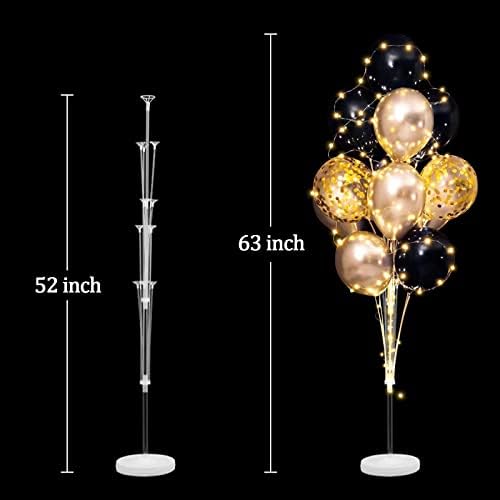 Cicicooie Balloon Centerpieces for Floor with String Light 2 Set Black Balloon Stand Kit Holder Decoration for Wedding Adult Birthday Party Men Bachelor Party - Image 3