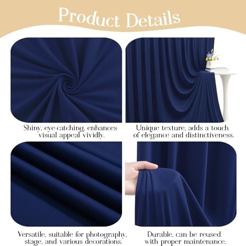 50ft x 10ft Navy Blue Backdrop Curtains, Navy Blue Drapes Backdrop Fabric - Image 4