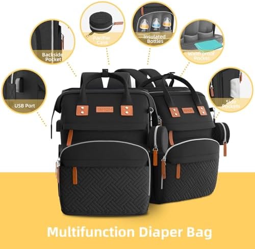 ISMGN Diaper Bag Backpack with Changing Station, Baby Bags for Boys, Black - Image 3