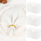 Showgeous 30 Pack White Cloth Napkins with Fringe, 16x16 inch 100% Cotton by Showgeous