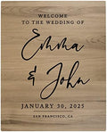 Andaz Press Large Wooden Welcome Sign for Wedding Rustic Welcome Sign 16" x 20" Custom Names Date & Location Script Wedding Signage English Oak MDF Wood Finish Wedding Reception Indoor Outdoor Signs by AndazPress