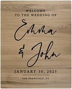 Andaz Press Large Wooden Welcome Sign for Wedding Rustic Welcome Sign 16" x 20" Custom Names Date & Location Script Wedding Signage English Oak MDF Wood Finish Wedding Reception Indoor Outdoor Signs by AndazPress