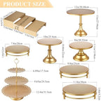 10PCS Gold Cake Stand Set, Metal Dessert Table Display Set with Cupcake Stand, Cake Displays Stands, Cake Riser Stand for Wedding Party Birthday Baby Shower Celebration - Image 4