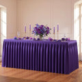 Purple Polyester Table Cloths for Rectangle 6 Foot Tables, 1 Pack Wrinkle Free Tablecloths Stretchy Banquet Ruffle Fitted Table Cover Desk Skirt for Parties Wedding Birthday Baby Shower by Unknown