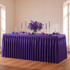 Purple Polyester Table Cloths for Rectangle 6 Foot Tables, 1 Pack Wrinkle Free Tablecloths Stretchy Banquet Ruffle Fitted Table Cover Desk Skirt for Parties Wedding Birthday Baby Shower by Unknown