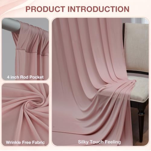 30ftx10ft Wrinkle Free Dusty Pink Backdrop Curtains for Parties, Silky Polyester Photo Backdrop Drapes 6 Panels 5x10ft Back Drop Cloth for Wedding Birthday Baby Shower Photography Background - Image 2
